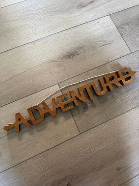 NWOT “ADVENTURE" Wooden Wall Sign - Rustic Brown